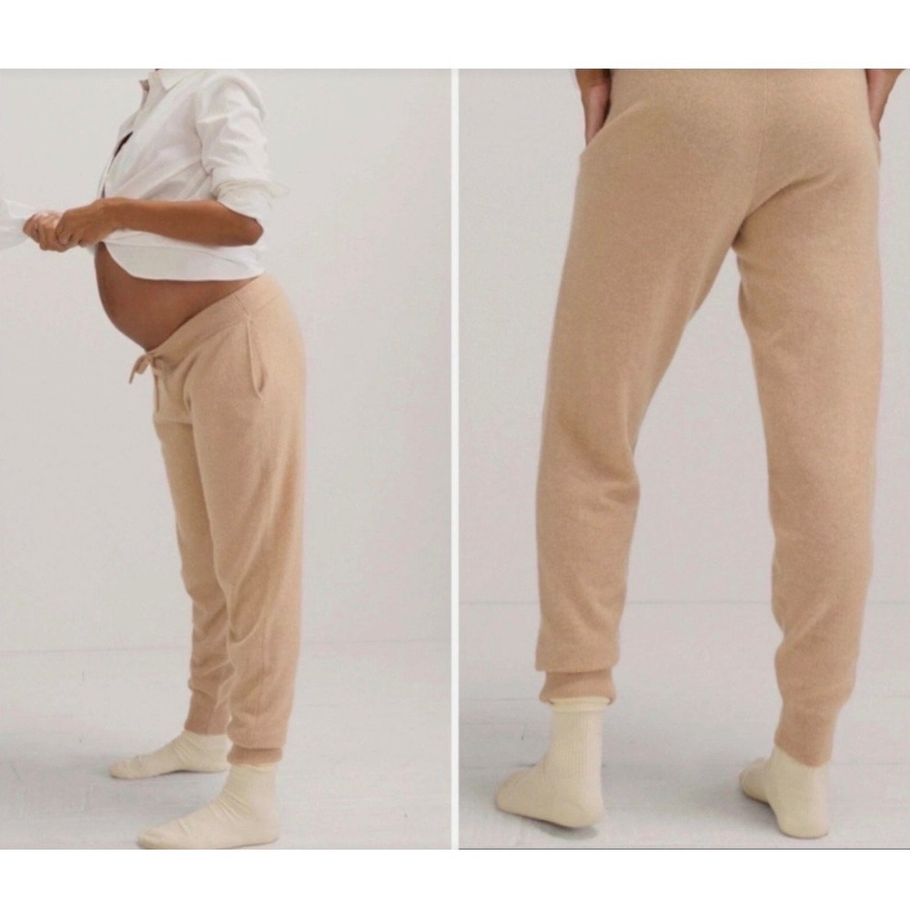 Hatch Maternity Cashmere Wool Joggers Camel Tan Drawstring Pants Womens Size 1